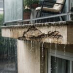 Naprawa przeciekającego balkonu w bloku przy użyciu elastycznej masy uszczelniającej Water block